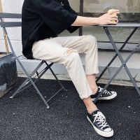 梵克公牛破洞牛仔裤男潮牌常规小脚坠感阔腿9分九分裤韩版潮流裤子港风ins