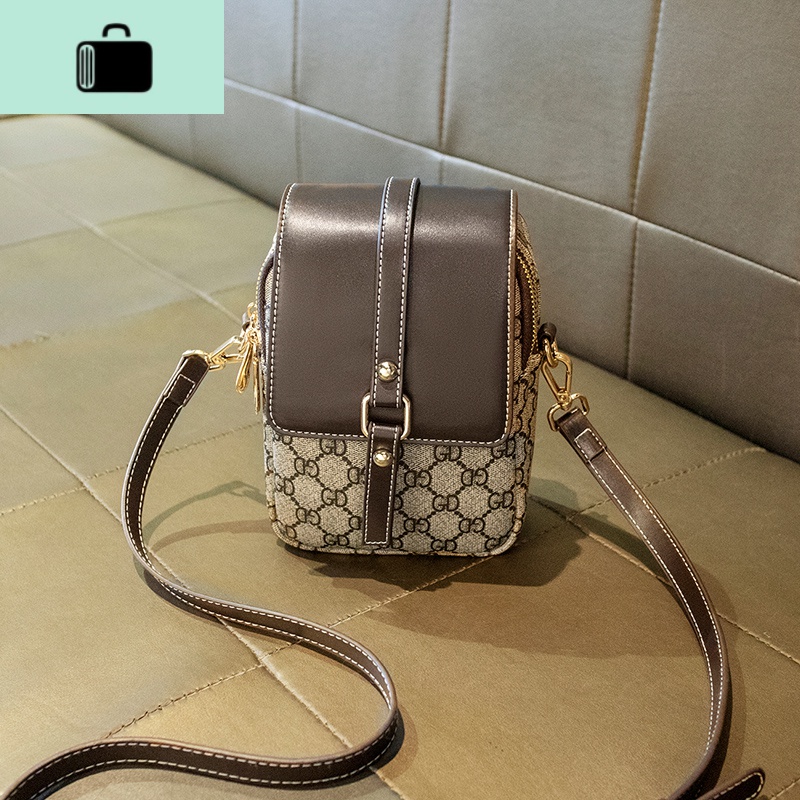 小包包真皮2020新款大号放手机包女斜挎迷你的竖款夏天复古多功能NEW LAKE 咖啡色 咖啡色