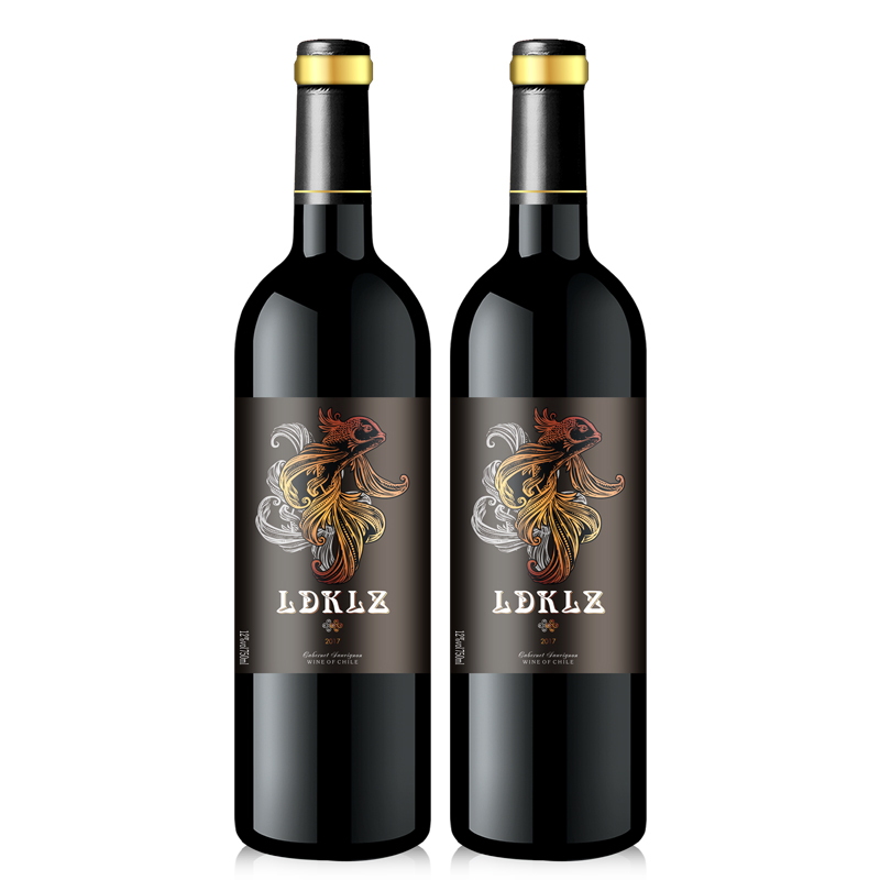 【领劵减200元】【6瓶装*750ml】智利原酒进口 兰德酷路泽福鱼干红葡萄酒