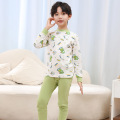 男童女童秋衣秋裤中领儿童纯棉内衣套装纯棉中小童睡衣家居服_112 150码（身高140-150cm） 中领-笑脸恐龙
