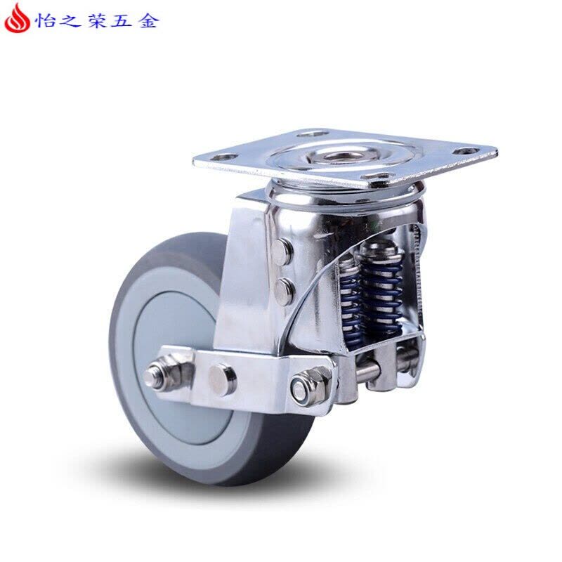 3寸4寸5寸减震脚轮静音弹簧轮工业脚轮轮防震弹簧轮4寸5寸万向轮 5寸定向图片