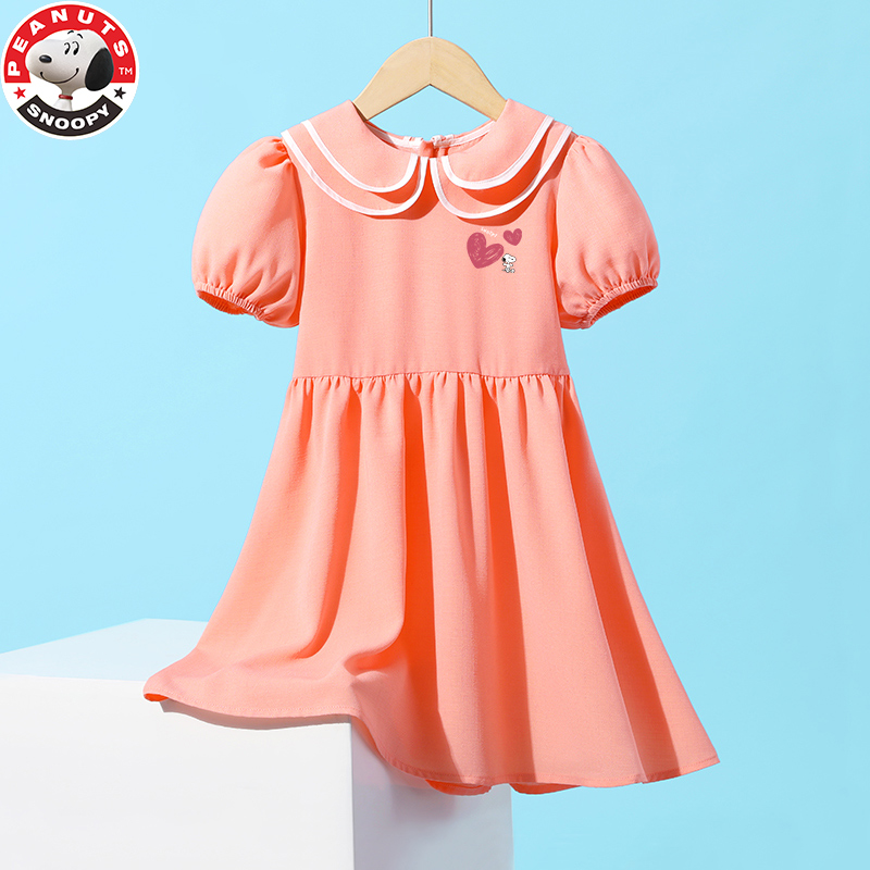 史努比(SNOOPY)女童连衣裙夏季小童韩版娃娃领公主裙新款短袖儿童裙子GBJ高清大图