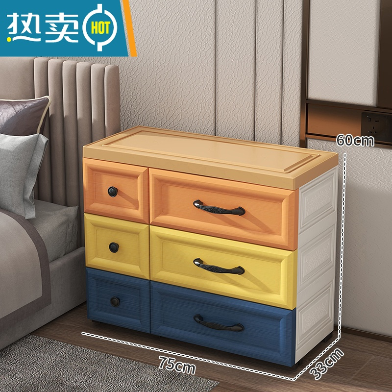 敬平床头柜现代简约塑料抽屉式柜子小型床边收纳储物柜卧室家用整理柜收纳柜