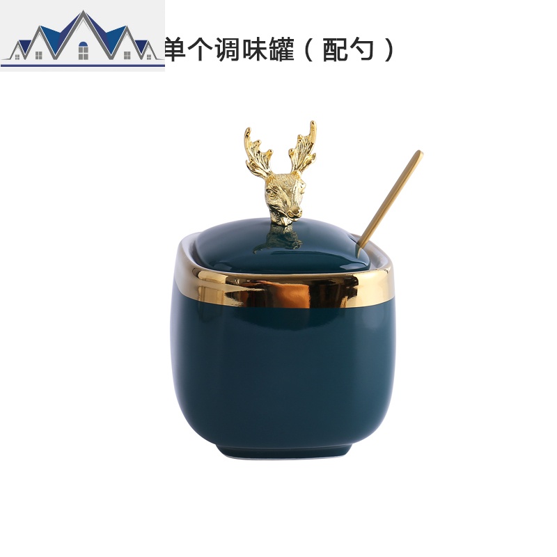 创意厨房调料盒调味罐子组合套装北欧式陶瓷家用味精盐糖罐收纳盒 三维工匠