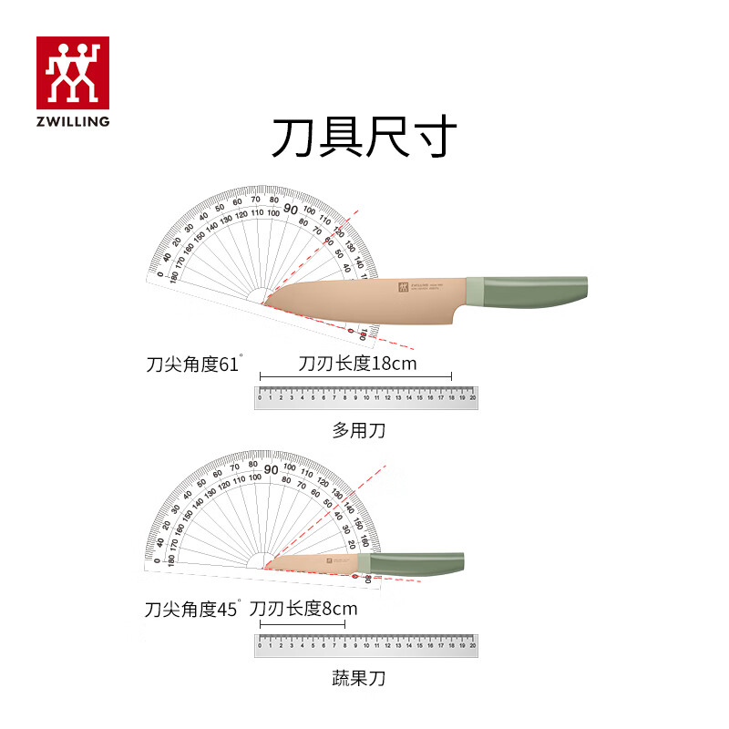 双立人 1032836 刀具 刀具套装 Now Pro菜刀水果刀砍骨刀剪刀磨刀棒切菜刀厨具7件套 绿色高清大图