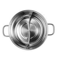 爱仕达(ASD)不锈钢鸳鸯大火锅32cm 家用加厚快煮一锅双味不串味易清洗汤锅 燃气煤气电磁炉通用 FS32A2WG