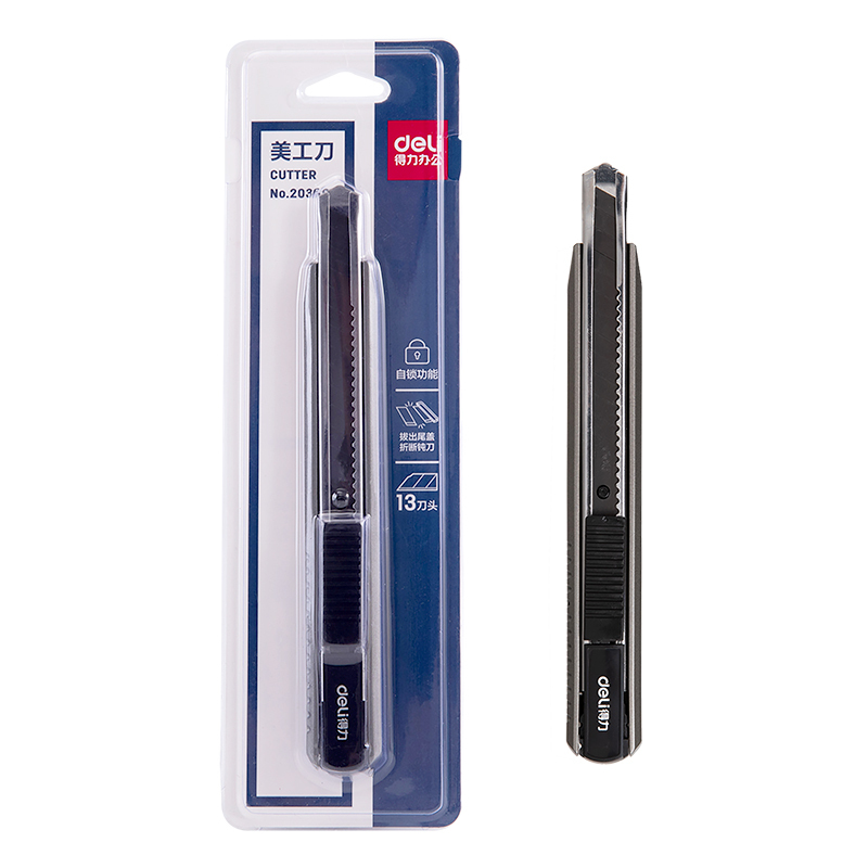得力2036美工刀(金属灰)-文具