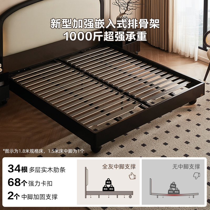 全友家居 床 双人床法式皮艺软包主卧室双人大床家用高清大图