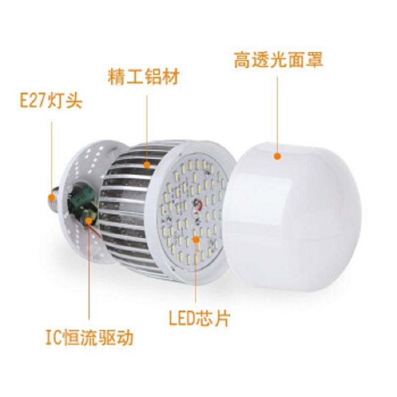 捷能新源 超亮led工厂车间仓库照明灯大功率60W奶白色LED球泡