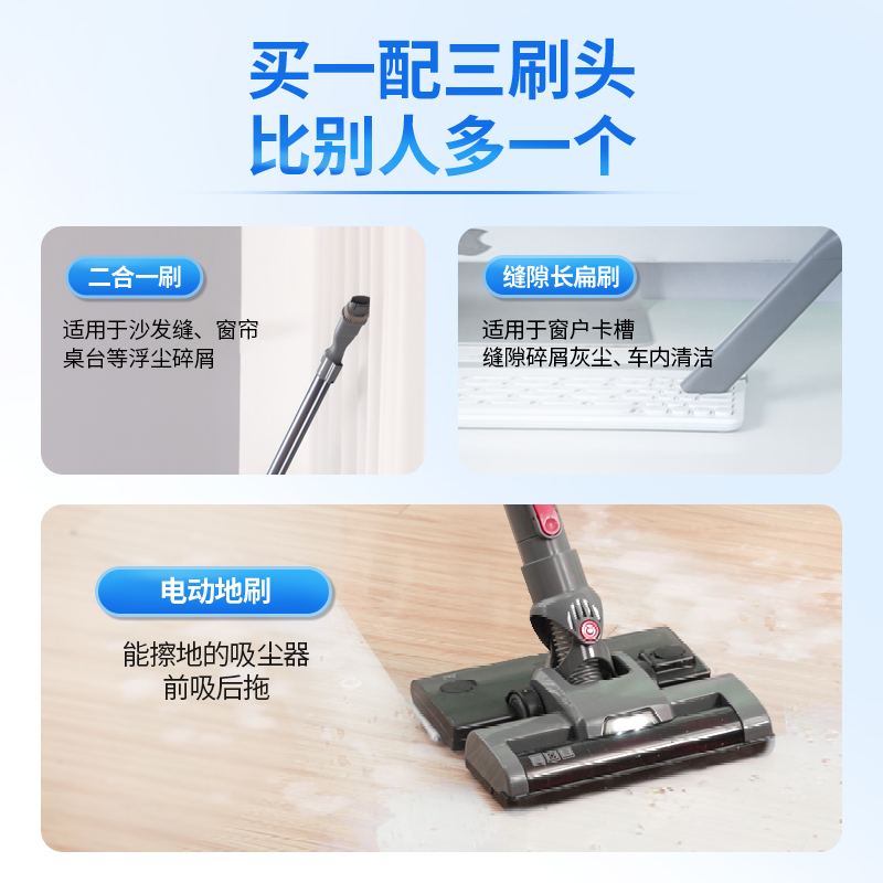 海尔(Haier)无线吸尘器家用大吸力吸尘机吸拖地一体机强力除螨手持式 HZ-G7S[吸尘器+紫外线除螨仪]高清大图