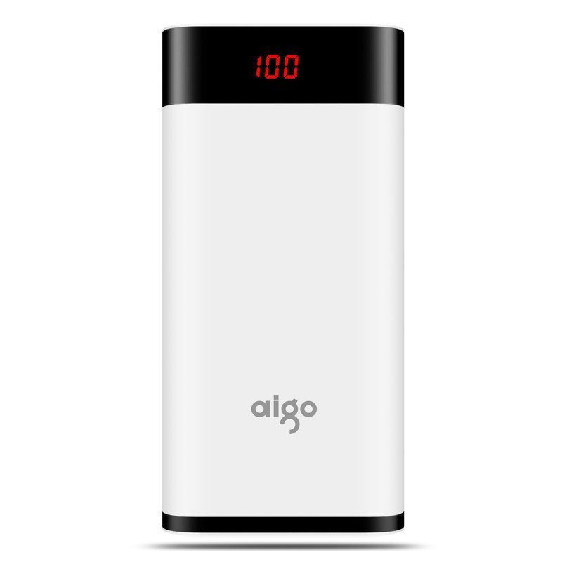 爱国者(aigo)20000毫安 充电宝W200苹果/安卓双输入移动电源 LED数显适用于苹果/三星/小米充电宝白色