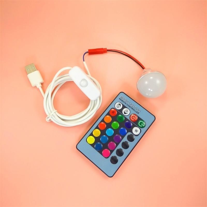5vled灯usb灯迷你小灯泡充电宝带开关线灯高光diy光源七彩遥控灯无