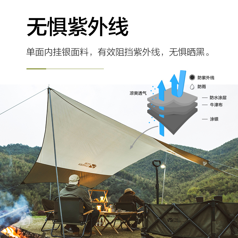 牧高笛 大号涂银防晒户外天幕俊庭520 NX20661025高清大图
