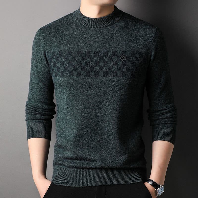 皮尔卡丹品牌100纯羊毛衫男士毛衣时尚休闲大码男装保暖打底毛衣2022冬图片