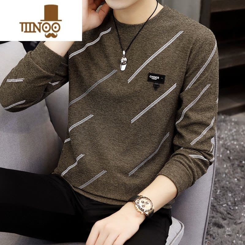 YANXU2023新款薄款毛衣男针织小衫青少年简约长袖T恤卫衣线衣男潮图片