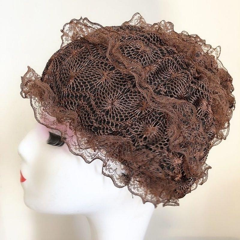 穆斯林帽子超大弹力蕾丝花边褶皱回族四季可戴方便头套帽黑色超大弹力