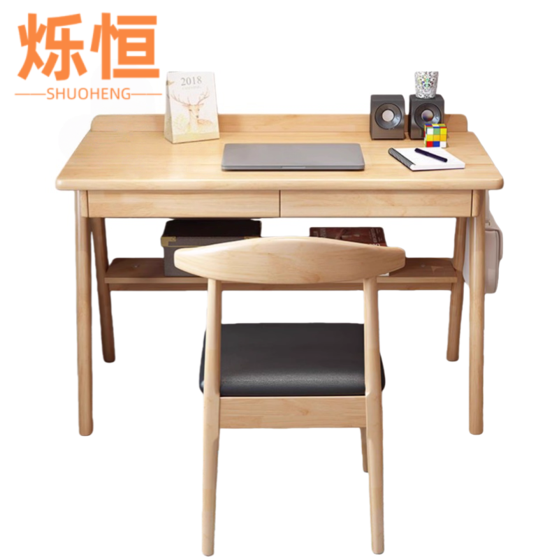 烁恒 书桌 1.4m+椅 套高清大图