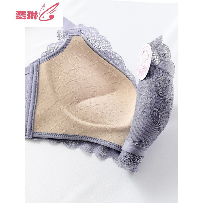 不空杯小胸平胸聚拢文胸套装无钢圈性感内衣上托胸罩中厚柔软女款 费琳胸罩