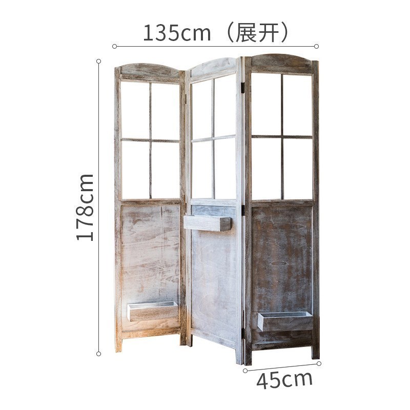 汐岩实木屏风花园 篱笆室内外 装饰三扇折叠做旧复古美式欧式 一个屏风(含6个挂盒)高清大图