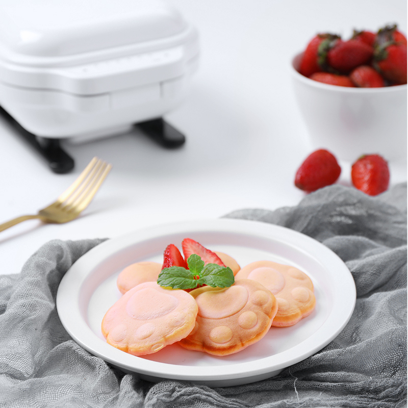杰滋(JazzPuss)轻食机三明治炉早餐机定时华夫饼吐司压烤机JQ600(红)(标配三明治)+华夫饼+猫爪+鸡蛋仔