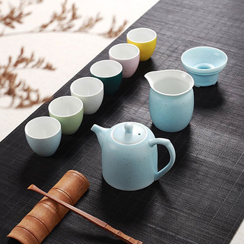 茶具套装陶瓷整套功夫茶具茶杯茶壶茶道实木茶盘泡茶套装简约家用多款多色生活日用家庭清洁生活日用家居器皿水具/水杯