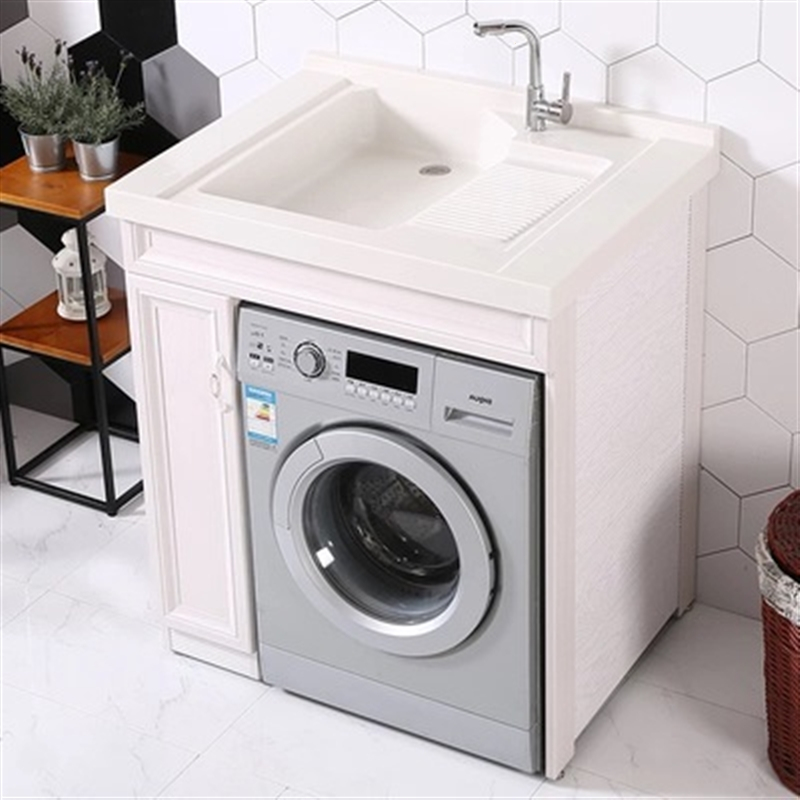 定制切角小户型太空铝洗衣机柜子阳台组合洗衣池落地洗衣柜浴室柜90