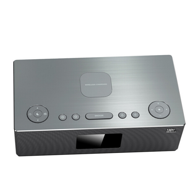 JBL DCS5500 无线蓝牙音箱 QI无线充电 便携户外音响 床头闹钟音响 蓝牙4.2 支持USB/TF卡播放 灰
