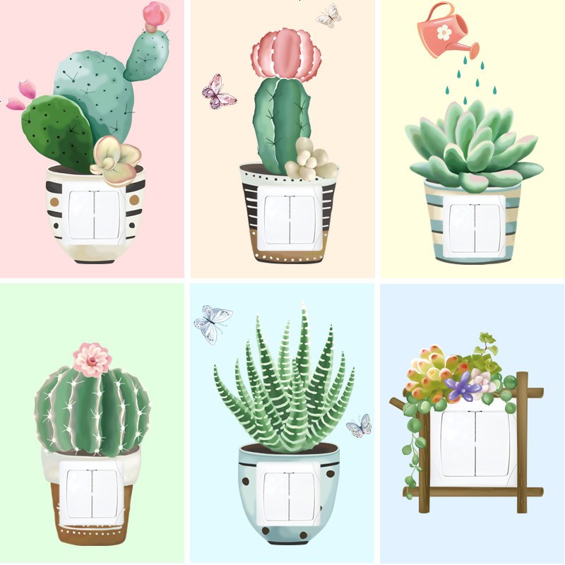 田园清新植物盆栽墙贴纸宿舍卧室墙壁装饰品走廊玄关墙纸自粘贴画