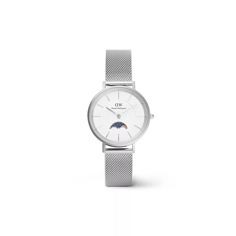 丹尼尔惠灵顿(Daniel Wellington)女士机械表月相显示银色不锈钢表带时尚简约防水手表