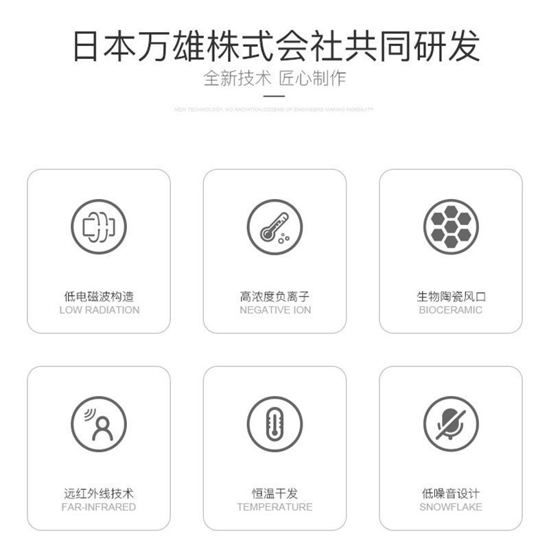 Lowra rouge罗拉如炬家用电吹风筒出风口低辐射恒温护发负离子孕妇宝妈婴儿宿舍学生吹风机远红外线3档位-铁砂灰