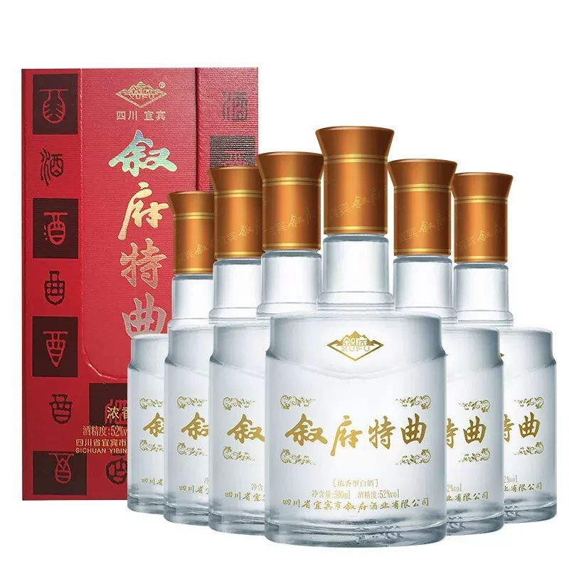 叙府特曲浓香型白酒纯粮食酒52度500ml*6瓶整箱装送礼佳选