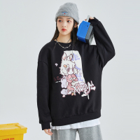 唐狮秋冬新款小雏菊卫衣女连帽宽松韩版长袖外衣ins加绒白色上衣_873353 S B款无绒款第二批/黑色