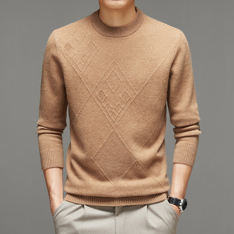 恒源祥品牌100羊毛衫男士针织衫圆领套头加厚毛衣休闲上衣新款