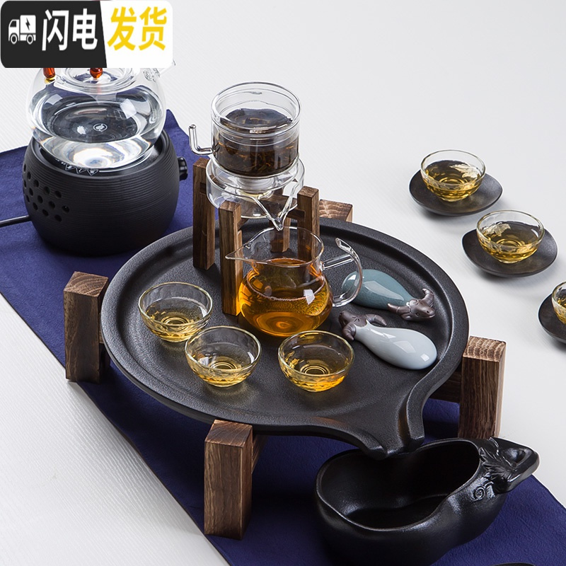 三维工匠 日式自动茶具 耐热玻璃半全自动具 茶具套