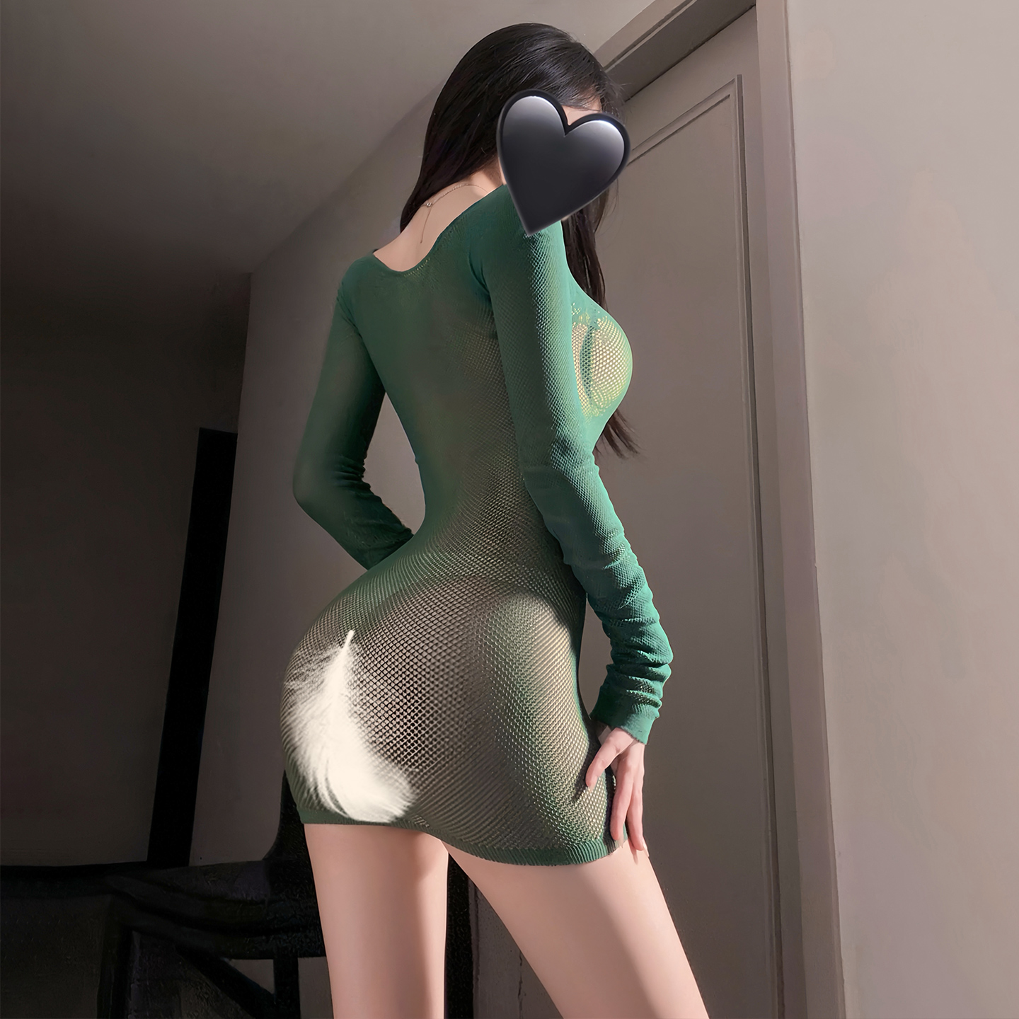知性修身镂空透视包臀连身网衣漏胸透明包臀短裙可手撕连体衣性感情趣内衣女式7568高清大图
