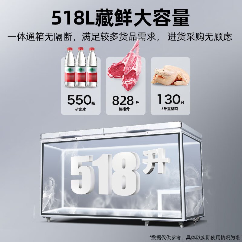 星星(Xingx)BD/BC-528GE 518升 冰柜冷柜 厨房商用保鲜设备卧式大容量 冷藏冷冻转换单温冰柜 一级能耗