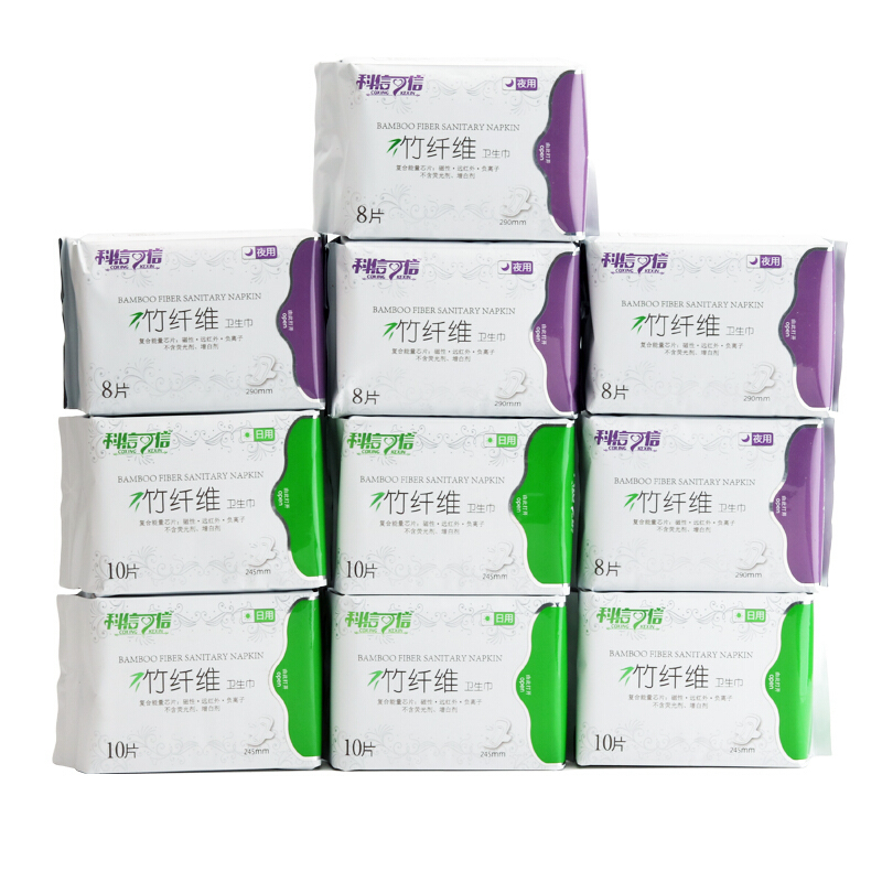 铸源集团科信可信竹纤维日夜用组合姨妈卫生巾亲肤柔棉10包装