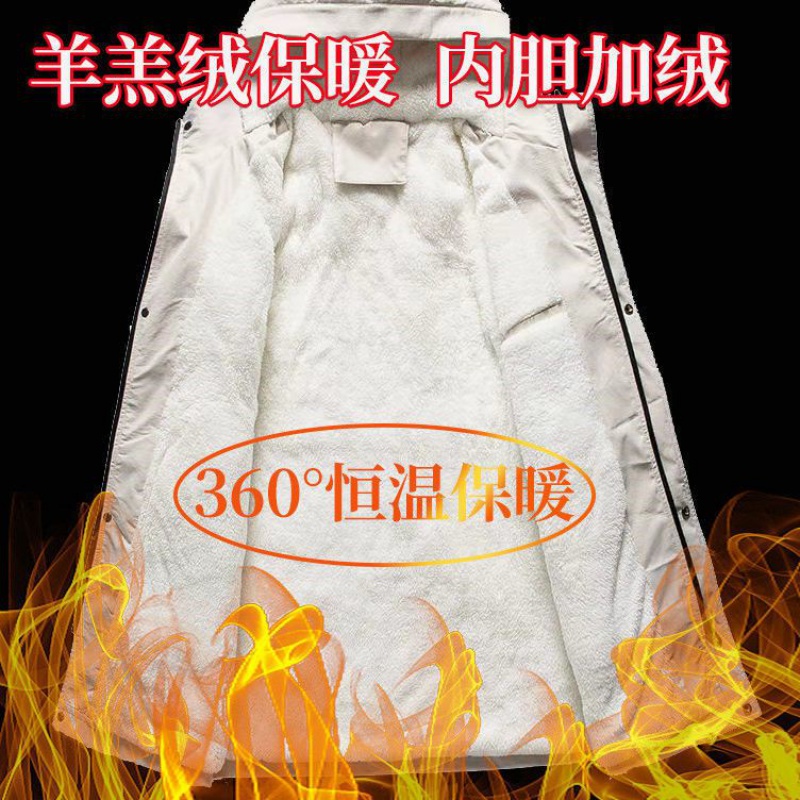 棉衣男加绒加厚中长款外套秋冬装防寒保暖棉袄男士休闲连帽棉衣服高清大图