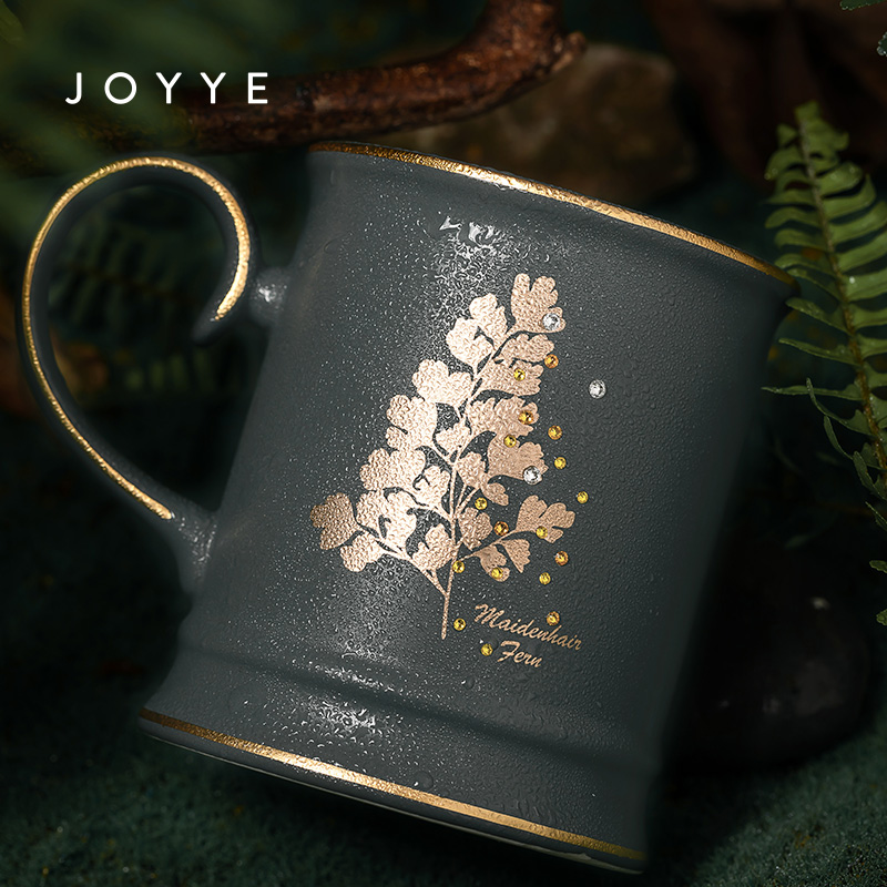 JOYYE马克杯陶瓷杯仙踪秘旅杯送情侣杯送妈妈送老婆节日实用生日礼物 黑棕榈高清大图