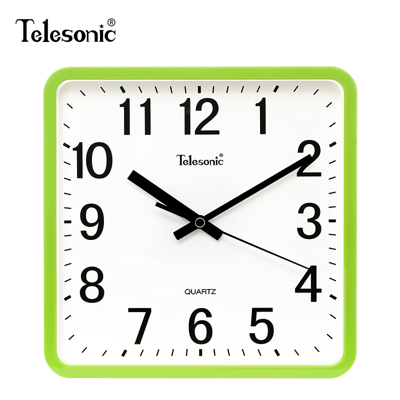 天王星(Telesonic)时尚方形挂钟简约客厅石英钟方盘创意现代居家卧室书房时钟表