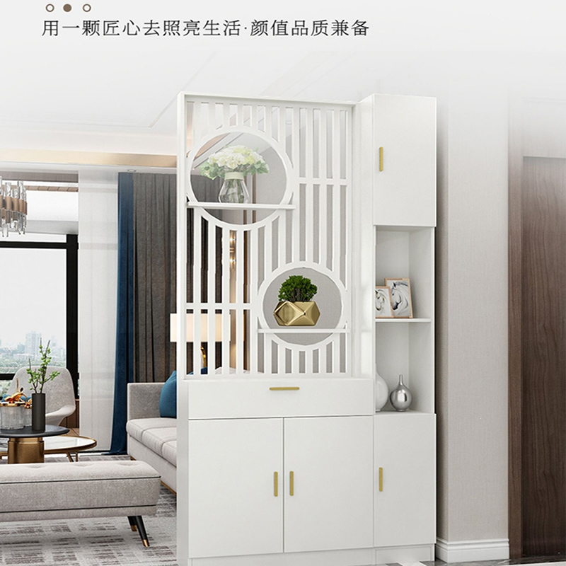 芊怡(QIANYI)入户进门屏风隔断柜置物架客厅简约现代木正对大门双面玄关柜墙