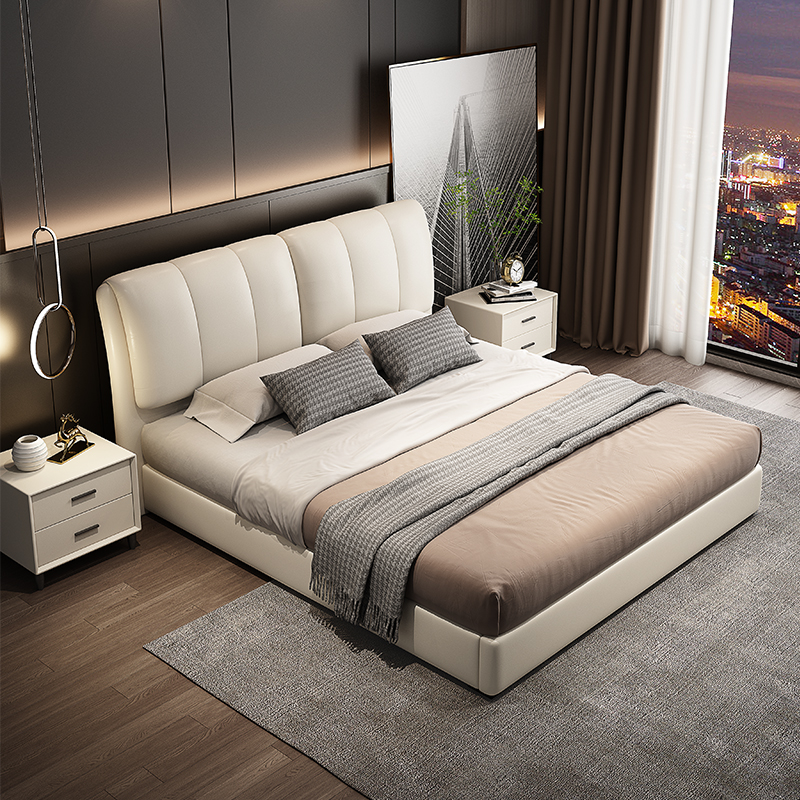 欧式实木布艺床双人床