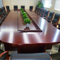 大型油漆会议桌U型实木贴皮会议桌商务接待桌洽谈桌开会桌 4米会议桌