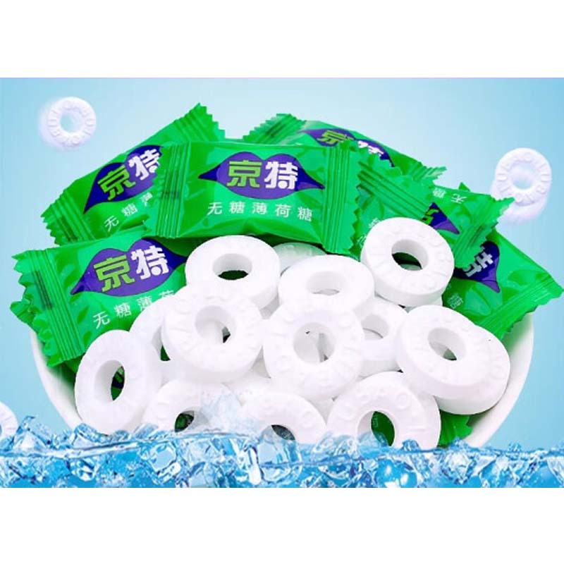 京特露宝王无糖清凉糖圈圈薄荷糖500g袋