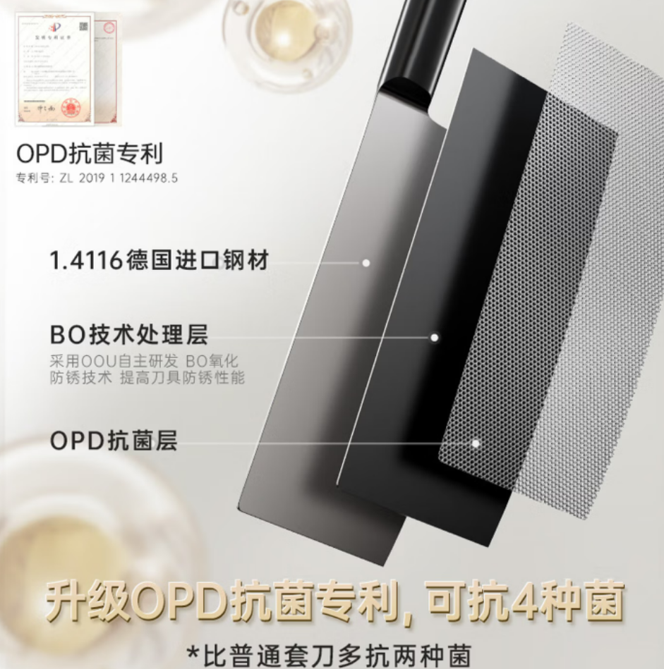 OOU! 黑刃五代Ultra系列抗菌七件套多功能厨房刀具设计新颖安全耐用高清大图
