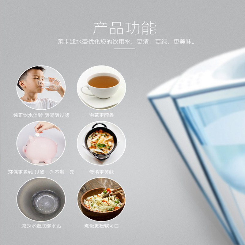 莱卡/LAICA 意大利双流净水壶 滤水壶 净水器 JA06H 一年装(一壶6芯)