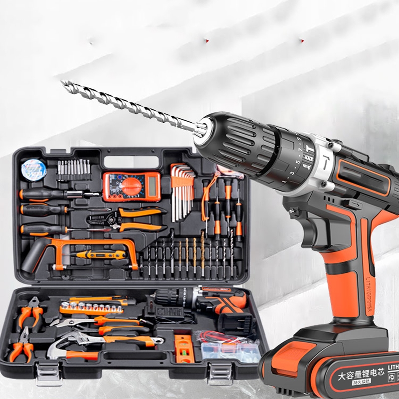 回固工具箱套装家用电钻五金工具大全全套多功能日常电动工具套装