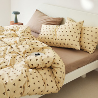 小碎花田园风四件套精梳棉女学生宿舍三件套纯棉床单床笠斜纹 单被套：220*240cm 焦糖心语