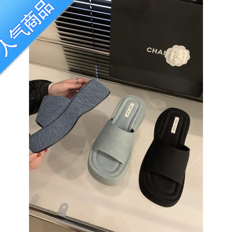 SUNTEK厚底拖鞋女夏季外穿2023新款网红超火凉拖鞋女士高跟海边沙滩鞋拖高清大图