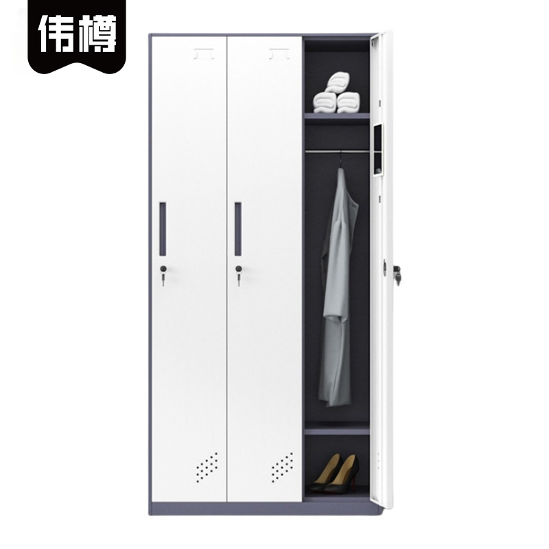 伟樽衣柜灰白套色3门900*500*1850mm台高清大图